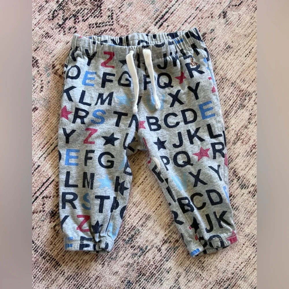 GAP Gray and Black Alphabet Print Joggers